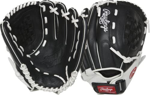 Rawlings Mädchen Shut Out Youth Softball Glove | Sizes 11.5-12.5 | Multiple Styles Handschuh, Schwarz/Weiß | Korbgeflecht, 12 | Infield