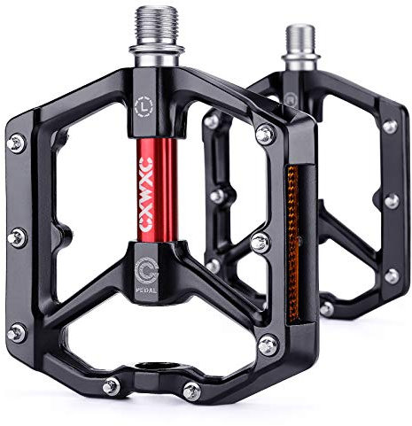 CXWXC Fahrradpedale Mit Reflektoren - MTB Aluminiumlegierung Pedale Set, 9/16 Cube Pedale für Mountainbike, Rennrad (Rot)