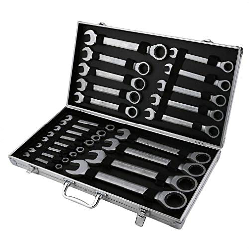 DiLiBee 22st professionell spärrnyckel sats ring skiftnyckel set med spärrfunktion, munringnyckelset (6–32 mm)