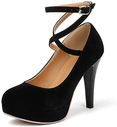 Mostrin Black Closed Toe High Heels for Women Sexy Platfrom Pumps Women's IN4 Classic High Heel for Formal Prom Party Size 7