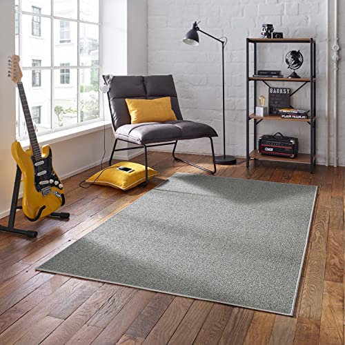 Taracarpet Kurzflor-Teppich Joy Flachgewebe Schlingenteppich für Wohnzimmer Schlafzimmer und Kinderzimmer grau 080x150 cm