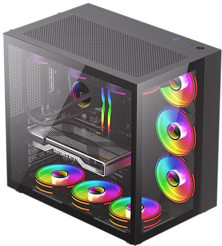 GameMax Infinity Mid-Tower ATX PC Gaming Case With 6 x Dual-Ring ARGB Fans, 6 Port Fan Controller, 30cm ARGB LED Strip, Tempered Glass Side Panel | Black