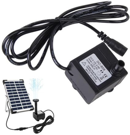 Pastoralist Fuente Solar, DC 6-12V 5W Fuente de baño de Aves Solar con Cable de 1,46 m, Mini Agua Sumergible, Estanque pequeño para al Aire Libre