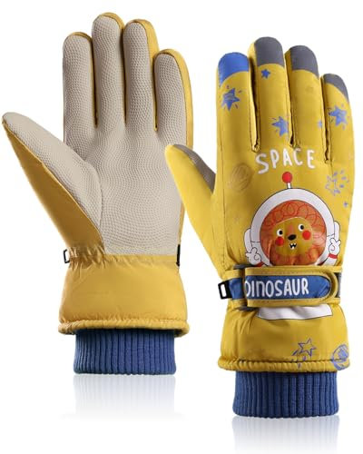 FrikyMonking Kinder Skihandschuhe Winter Wasserdicht Ski Handschuhe für 8-14 Jahre Jungen Mädchen Schneehandschuhe Winddichte Winterhandschuhe Warm Fleece Fahrradhandschuhe