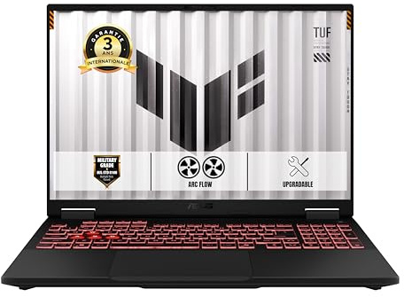 ASUS TUF Gaming A16-TUF608UH-RV054W 16 Pouces FHD Plus 165Hz Pc Portable (Processeur AMD Ryzen 7 260, 16GB DDR5, 512GB SSD, NVIDIA RTX 5050) Windows 11 Home – Clavier AZERTY