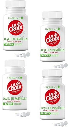 Javel en Pastilles en Boîte de 40 / 130g, nettoyant LA Croix multi-usages - lot de 4