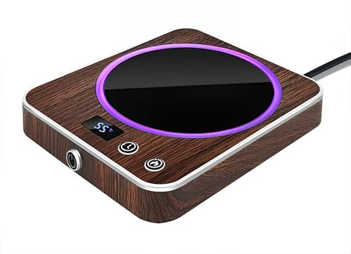 VIBEELEAF Smart Coffee Mug Warmer for Desk - Electric Cup Warmer with 3 Temperature Settings, Portable Beverage Warmer for All Mugs | Office Accessories & Gift (walnut)