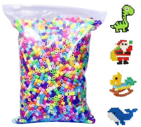 Juego de perlas Ruioomeep para planchar de 5 mm, 10.000 unidades multicolores, perlas redondas de plástico para manualidades, ideal para niños y adultos