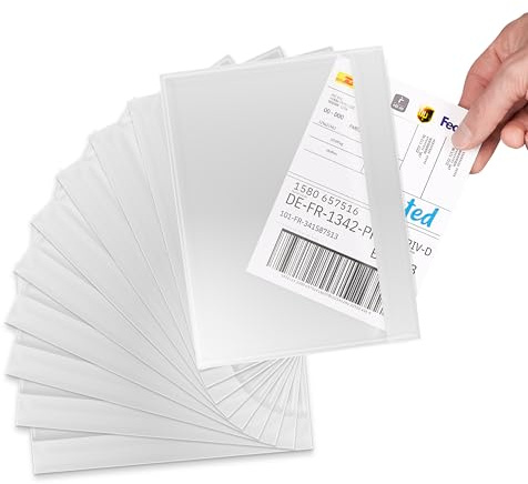 RAGO Lot de 100 Pochette porte-document autocollante C6 pour A6 I Pochette d’expédition transparente A6 autocollante pour bons de livraison | Pour colis Vinted