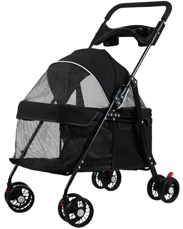 Passeggino per cani e gatti, passeggino pieghevole per animali domestici, carrello da viaggio per jogging, ruote girevoli, passeggino per cani, passeggino pieghevole per animali domestici, passeggino