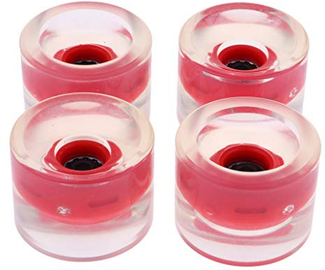 CRDARAAV 4pcs 70mm Light Up Skateboard Longboard Wheels Glow at Night 78A Red