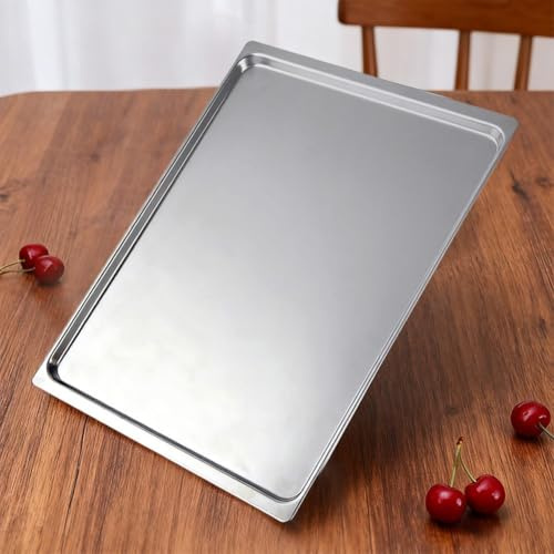 Plaque de cuisson en aluminium 43 5 x 31 5 cm pour pain, gâteau, biscuits avec bords roulés non renforcés pour plus de durabilité et un démoulage facile des aliments