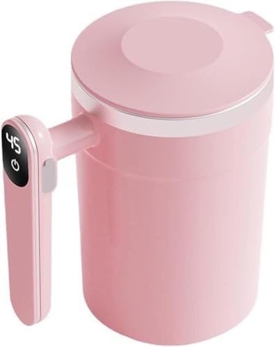 Aohcae 380ml Magnetische Selbstrührende Tasse mit Temperaturanzeige, Intelligente Kaffeetasse mit Deckel, Wiederaufladbarer Automatic Magnetic Stirring Coffee Mug mit Flaschenbürste für Kaffee Milch