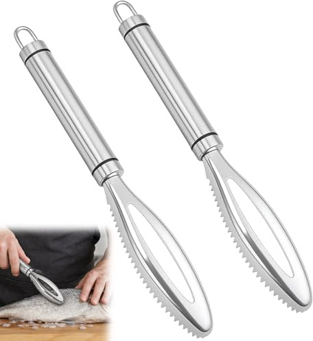 ikBrtaiay 2 removedores Escamas Pescado, descamador Pescado, descamador Acero Inoxidable para Pescados, Herramienta descamación y pelado rápido Adecuada para camarones, salmón y Pescados Grandes