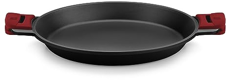 BRA Premiere Paellera 36 cm, Aluminio Fundido, Tricapa con Revestimiento Antiadherente reforzado sin PFOA, Asas Desmontables incluidas, apta para todo tipo de Cocinas incluida Inducción, Rojo