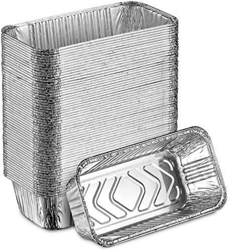 MontoPack Aluminum Disposable Loaf Pans | Deep Standard Size 8.5” x 4.5” Extra Thick Foil Bread Containers for Baking, Food Storage & Takeout | Eco-Friendly & Recyclable | Bulk 50-Pack 2 Pound Trays