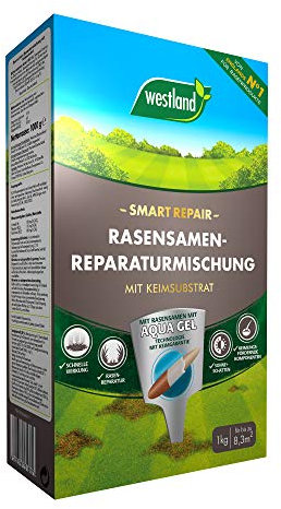 Westland Smart Repair Rasensamen-Reparaturmischung, 1 kg, 8,3 m² – Rasensamen zur Ausbesserung kleinerer Schadstellen, Gras-Saat mit Keimsubstrat 14 x 6.9 x 23.9 cm