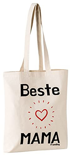 FremiBag Bästa mammaväskan shoppingväska som födelsedagspresent | mors dag-gåva | alla hjärtans dag för mamma eller mormor, natur, 37 cm x 38 cm