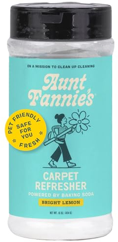 Aunt Fannie's Carpet Refresher & Deodorizer Powder, Multi-Purpose Carpet, Rug, and Upholstery Odor Eliminator for Homes with Cats and Dogs, Bright Lemon Scent, 16 Oz (Pack of 1)