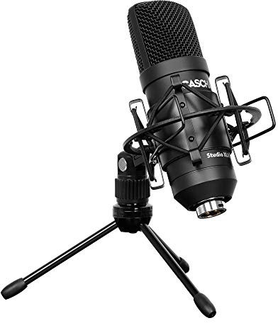 CASCHA HH 5050 Kit microphone XLR à condensateur avec support de table et câble XLR et protection contre le vent Idéal pour le streaming en direct et la conférence vidéo