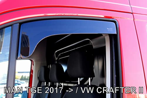J&J AUTOMOTIVE Heko Déflecteurs d'air et de Vent pour Volkswagen Crafter Depuis 2017, Lot de 2pcs, Teintés, Avant et Arrière, Aérodynamique