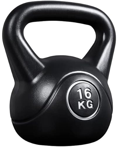 Abician Kettlebell de 16 kg en Ciment et Plastique HDPE, Kettlebell pour Fitness, Musculation à Domicile et au Gym