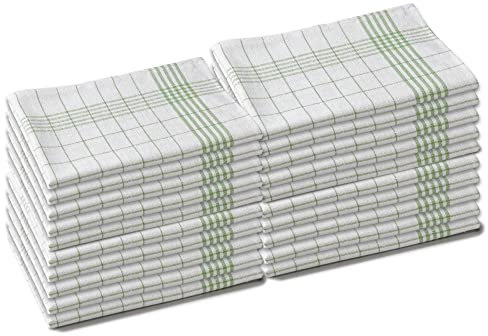 aqua-textil 20er Set Geschirrtücher Reine Baumwolle 50 x 70 cm kariert grün Küchentücher Oeko-TEX
