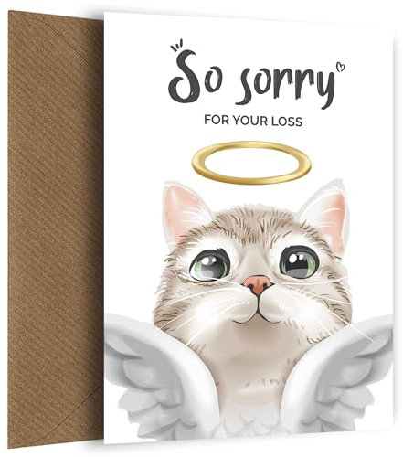 Tarjetas de condolencias de gato – Tarjeta de condolencias por la pérdida de gato y mejor amigo en el cielo – Tarjeta de duelo para mascotas con condolencia más profunda de la muerte de los gatos