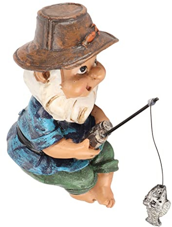 Yosoo Health Gear Hand-Painted Fishing Gnome Statue for Garden Pond Edge