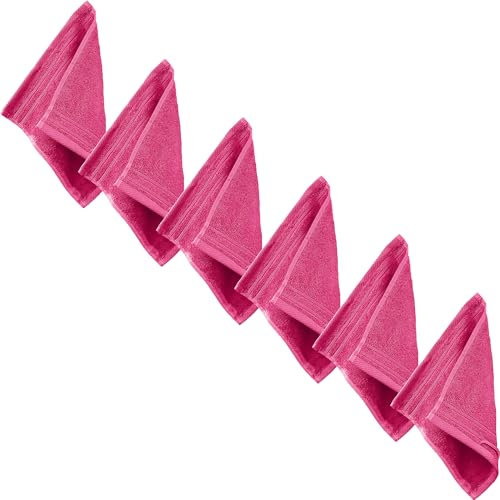 Erwin Müller Seiftuch Heidelberg 6er- Pack, 100% Baumwolle pink Größe 30x30 cm - weiche Qualität, saugstark und strapazierfähig - praktisch durch Schlaufe