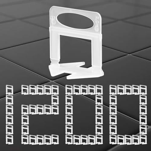 1200 Sistema de nivelación de azulejos, 3 mm, herramienta para azulejos, accesorios para colocación de baldosas, lengüetas para azulejos autoadhesivos, espaciadores, cuñas de azulejos, sistema de