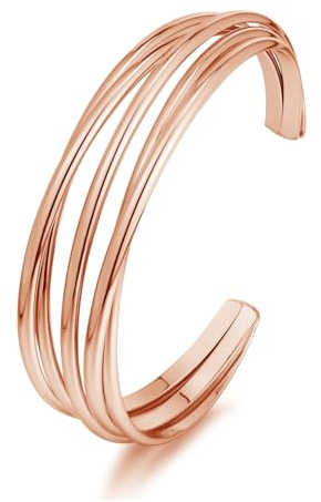 LILIE&WHITE Brazalete Dorado Mujer Rosa, Pulsera Dorada Rosa con Diseño de Múltiples Capas, Hipoalergénico, Accesorio Elegante para Regalo y Uso Diario