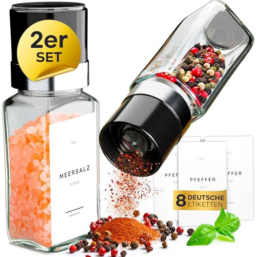 Havenhaus Salz und Pfeffermühle mit Keramik Mahlwerk stufenlos verstellbar | 2x kleine Gewürzmühle [120ml] ideal für Tisch & Küche | Modernes Set Salzmühle und Pfeffermühle klein