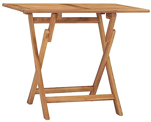 LVHUIDEH Klappbarer Garten-Esstisch 90x60x75 cm Massivholz Teak