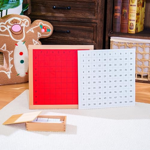 penepico Premium Montessori Pythagoras Board – Solid Beechwood Multiplication Table Board, Times Table Learning Tool with Control Chart, Math Manipulative for Kids, Homeschool Classroom Ages 5-9