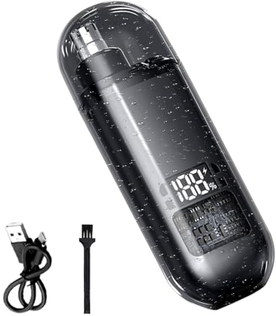 Tagliapeli per Orecchie e Naso,Elettrico Accessorio per Peli Nasali - Apparecchio Senza Fili con Display Digitale Kit Accessori Impermeabile per Sopracciglia e Viso Fronte