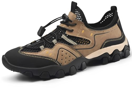 ENEN Barefoot Shoes Séchage Rapide, Chaussures Aquatiques Homme, PU Cuir Chaussette Piscine Léger Femme, Chaussures Pieds Nus Respirant pour Plage Sport Gym Randonnée Escalade (Kaki,43)