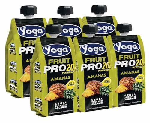 6X Yoga Fruit Pro Ananas con Vitamine, Proteine e Senza Zuccheri Aggiunti 250ml