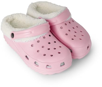 BESCH Zuecos Mujer Invierno – Forro Polar Suave y Suela Antideslizante para Casa o Exterior (Rosa, 36)