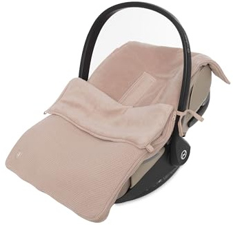 Jollein Saco para Silla de Paseo Basic Knit - Wild Rose - para sillas de Auto para bebés, Grupo 0+ y cochecitos - para arneses de 3 y 5 Puntos - Tejido de Punto y Forro Polar