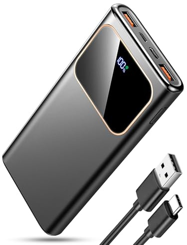 Power Bank Fast Charging 10000mAh, 22.5W Portable Charger USB C Input & Output Powerbank with LED Display, PD3.0 QC4.0 Phone Battery Pack for iPhone17/16/15/14/12, Android More,2025 Black