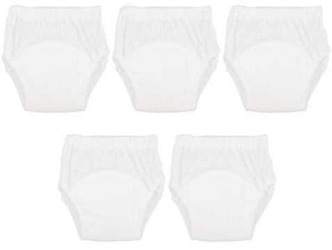 HAMPPLIES Pantalones de Entrenamiento Cómodos para Bebés 5 Piezas de Algodón Blanco Lavables para Aprendizaje y Control de Orina para Bebés de 9-11 Kg