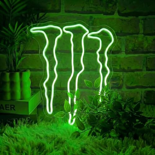 SOCCMIX Green Energy Neon Sign Wall Decor for Bedroom – Man Cave LED Light for Gaming Room & Drinks Bar | Stylish Mark Neon Art Gift for Men - 15.75 x 12.8