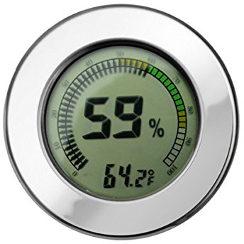 Prestige Import Group - 2.5 Digital Mountable Hygrometer w/Calibration for Cigar Humidors - Color: Silver