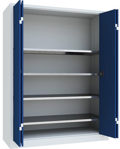 Certeo | Falttürenschrank | Höhe 1950 mm | Breite 1500 mm | Tiefe 600 mm | grau/blau