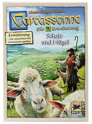 Hans im Glück, Carcassonne – Schafe und Hügel, 9. Erweiterung, Familienspiel, Brettspiel, 2-6 Spieler, Ab 7+ Jahren, 40+ Minuten, Deutsch