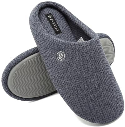 CIOR Unisex Men's and Women's Memory Foam Slippers Comfort Knitted Cotton-blend Closed Toe House Shoes Indoor Scuff -U118WMT002-13-blue-M-42.43