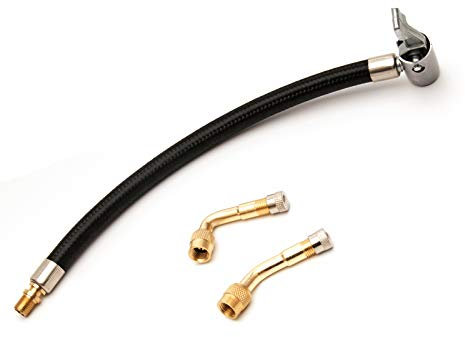 235mm Extension Pipe Inflator Pump+Brass Inflator Nozzle Extension Connector Elbow Extension Nozzle 90°135° for Automobiles Bicycles and Motorcycles with Portable Valve clamps Pipe Inflator Tools