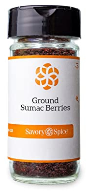 Savory Spice Ground Sumac Berries - Sumac Seasoning Powder for Middle Eastern Cuisine | Pure Ground Sumac Seeds for Turkish & Arabic Cooking (Medium Jar - Net: 2.2 oz)