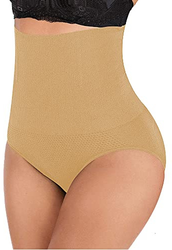 L&K-II Guaina Contenitiva Donna Pancia Piatta Mutande Contenitive Vita Alta Intimo Contenitivo Modellante Slip Dimagrante Shapewear Senza Cuciture Beige M/L